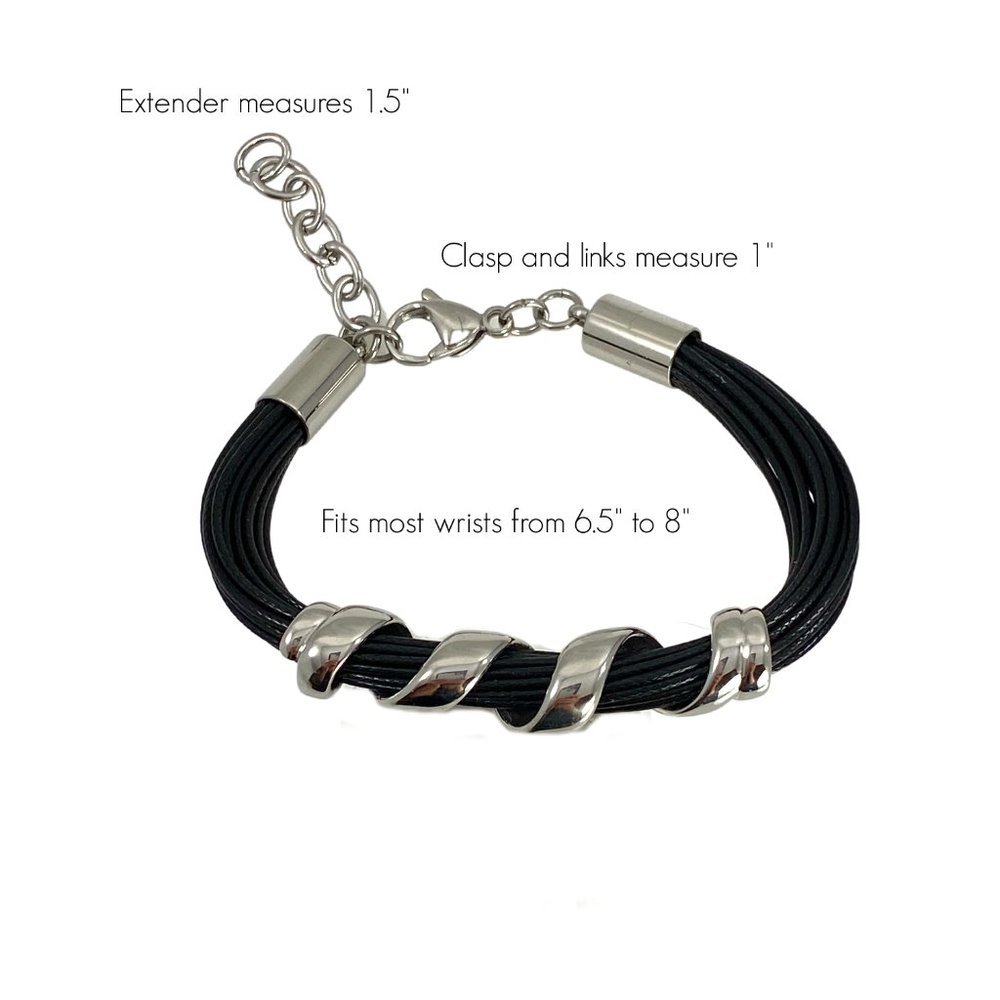 Stainless Steel Twist on Black Band - Picture 2 of 4